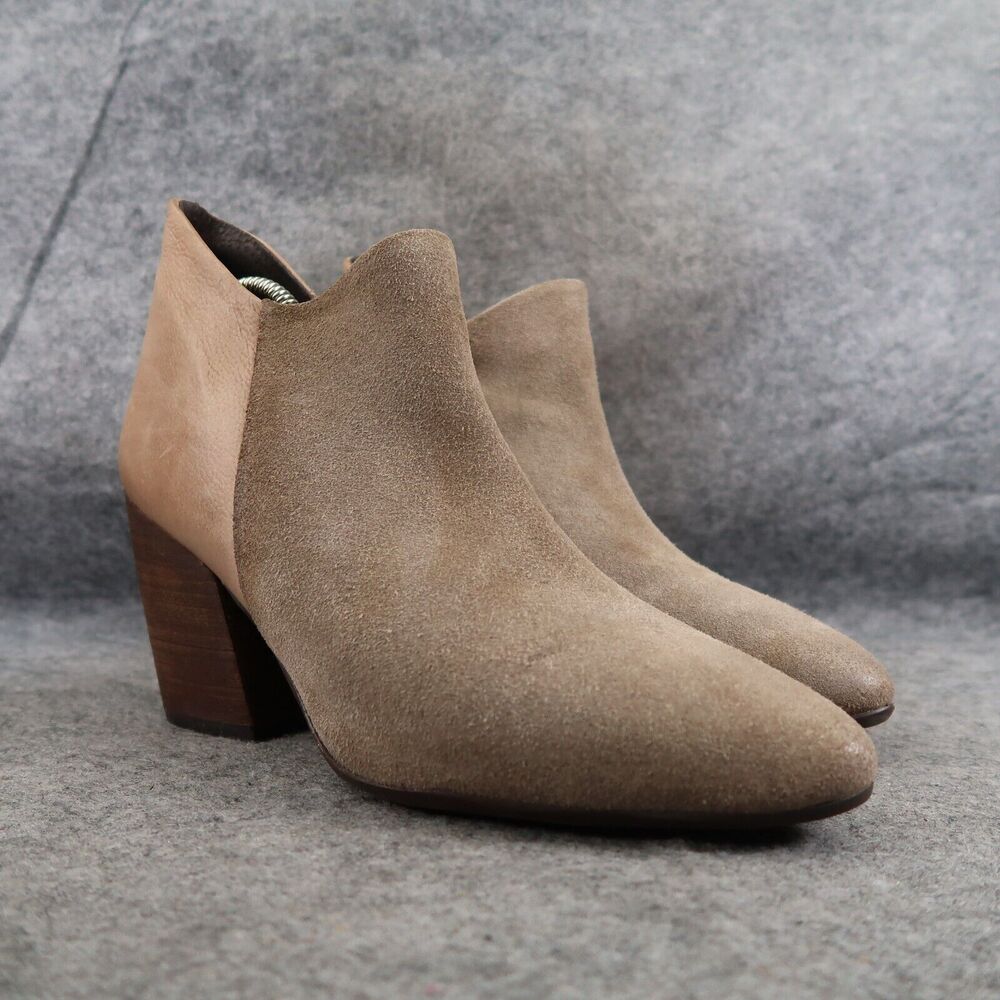 Diba True Shoes Womens 9.5 Booties Block Heel Fashion Leather Zip Brown Classic